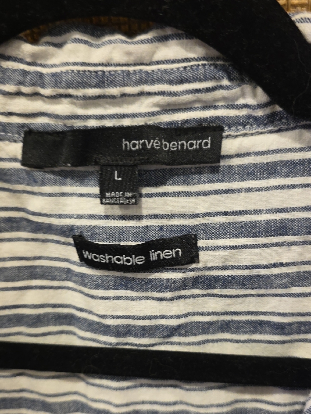 Harve Benard White and Navy Striped Linen Shirt Jacket